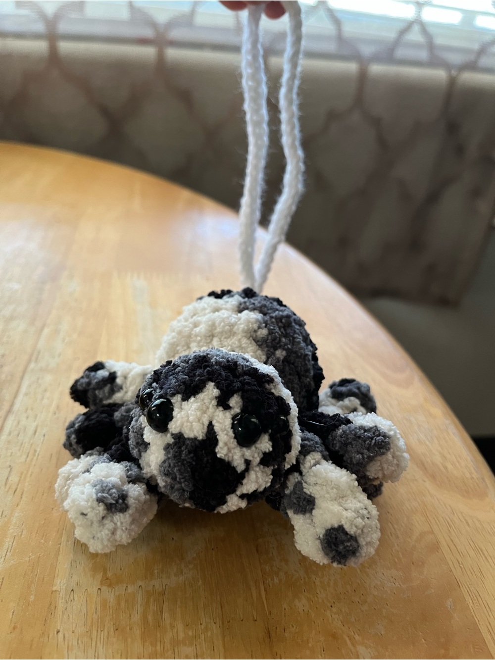 Handmade Crochet jumping spider car hanger
